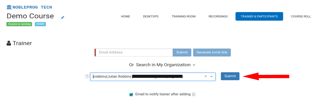 Saving Trainer Details