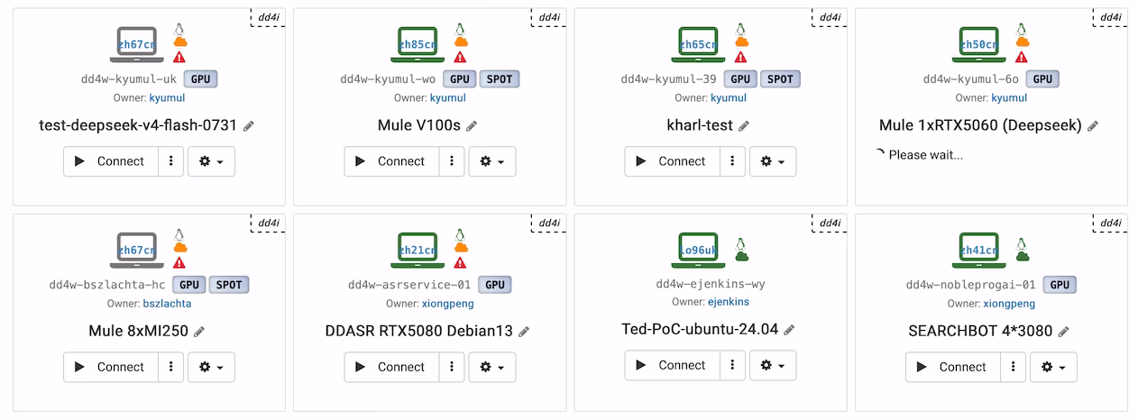 Desktop cloud berkemampuan GPU yang terdaftar di konsol DaDesktop